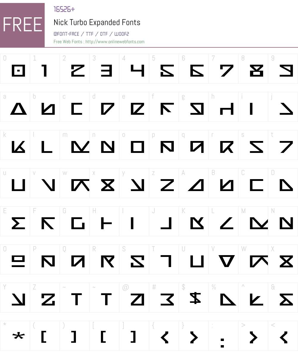 Nick Turbo Expanded Font Screenshots