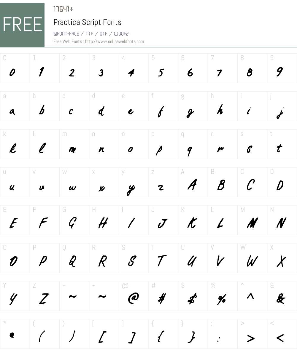 PracticalScript Font Screenshots