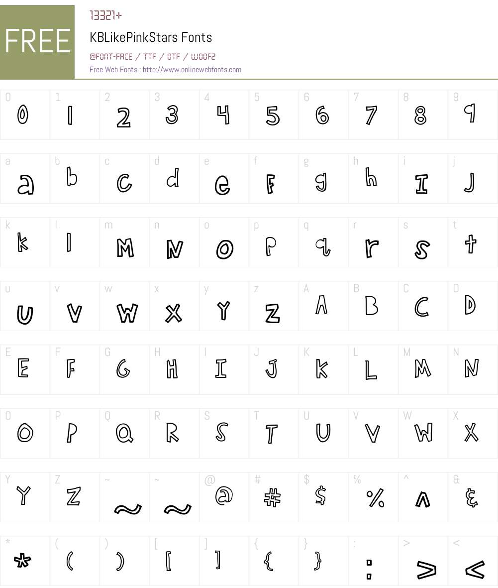 KBLikePinkStars Font Screenshots