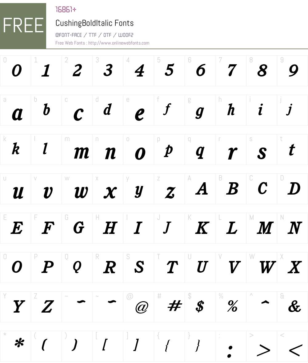 Cushing Font Screenshots