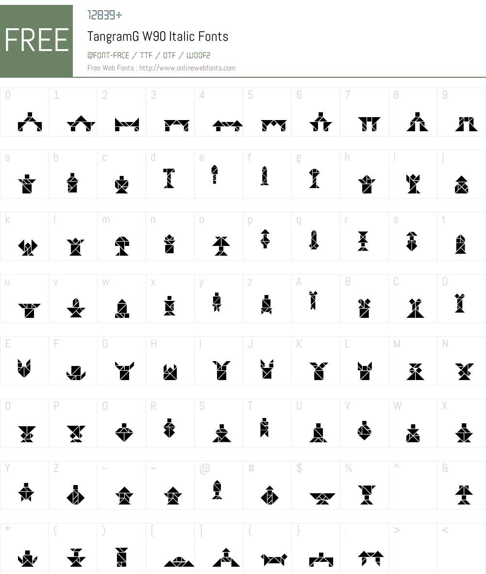 TangramGW90-Italic Font Screenshots