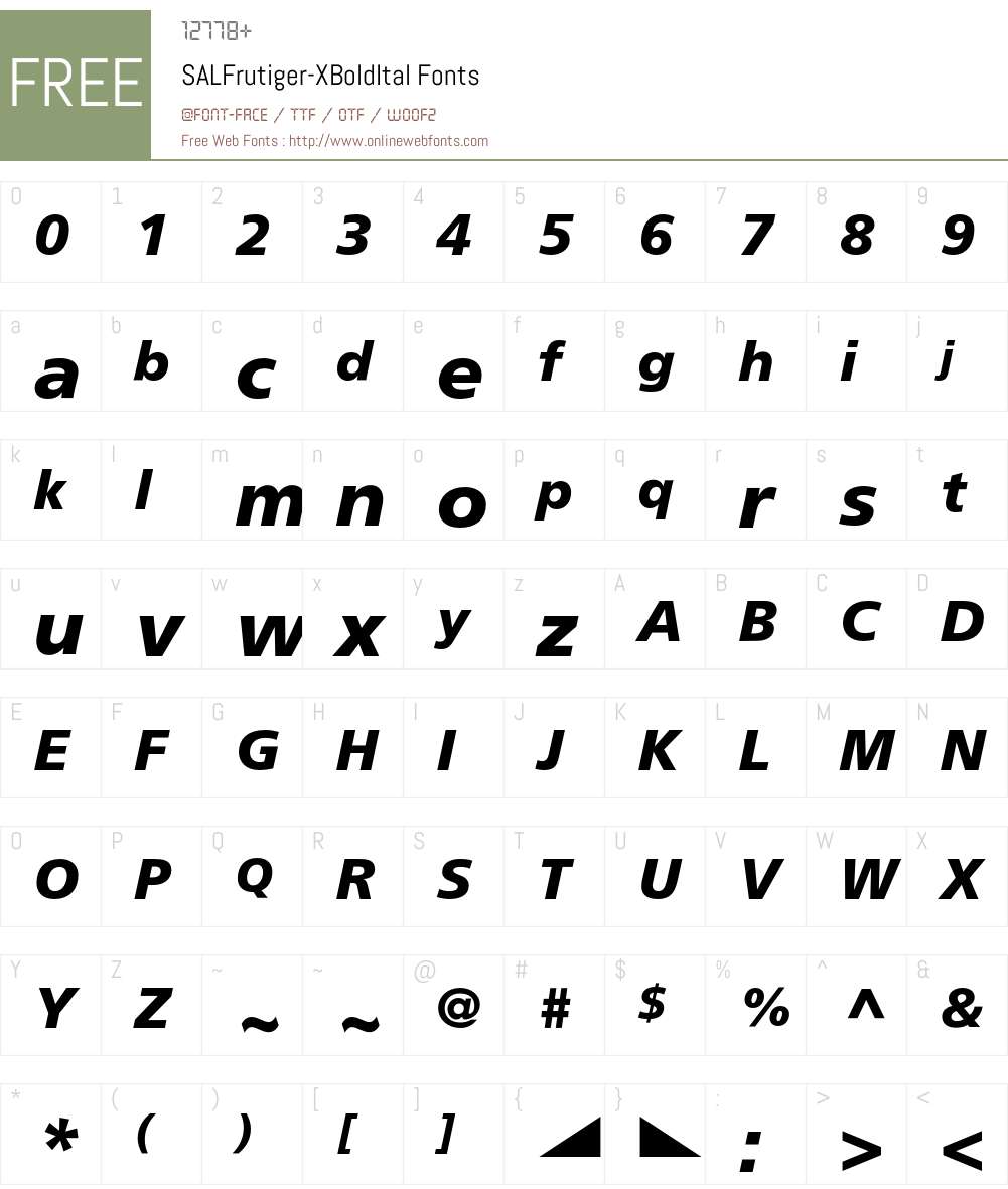 SALFrutiger Font Screenshots