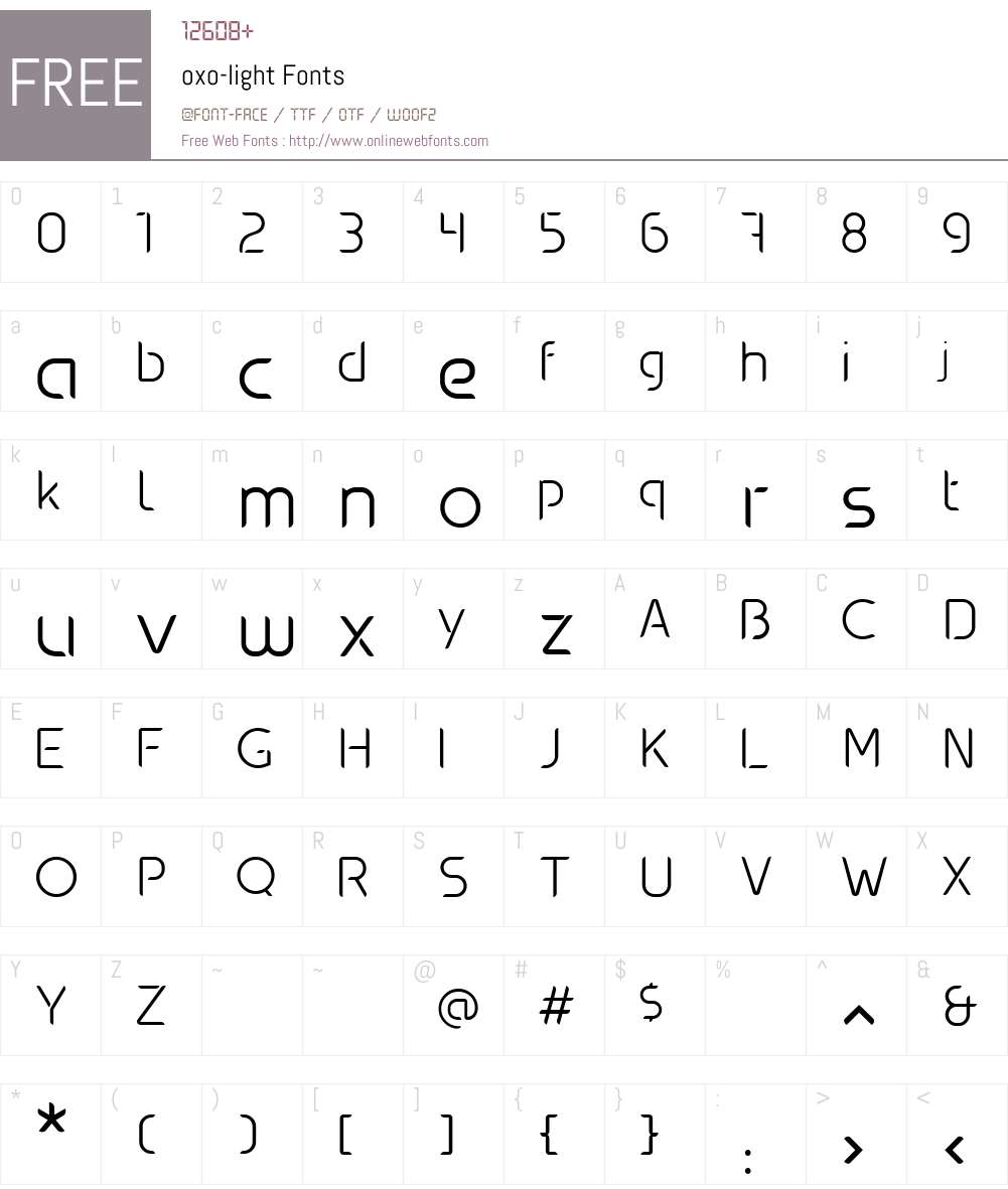 oxo-light Font Screenshots