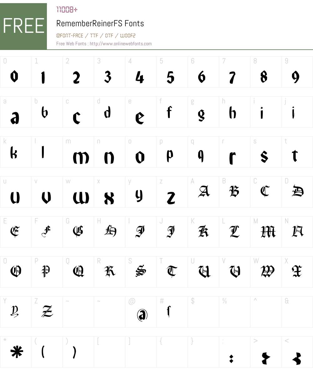 RememberReinerFS Font Screenshots