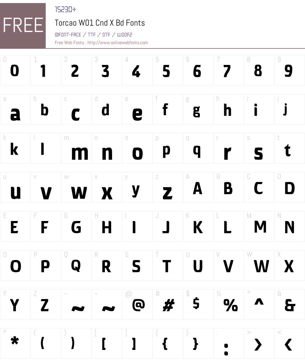 TorcaoW01-CndXBd Font Screenshots