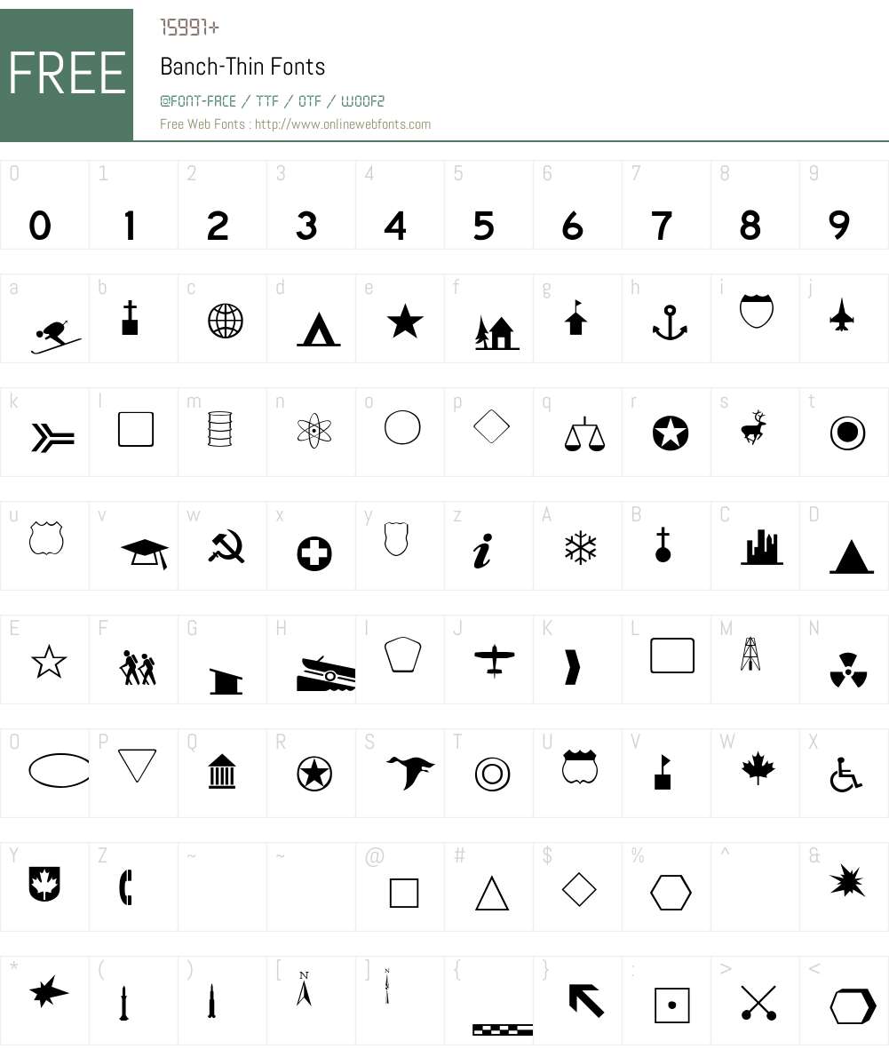 Banch-Thin Font Screenshots