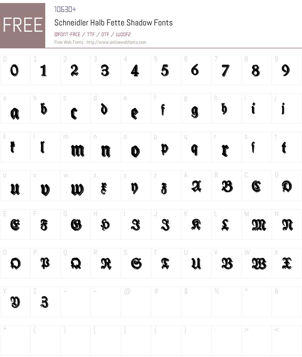 Schneidler Halb Fette Shadow Font Screenshots