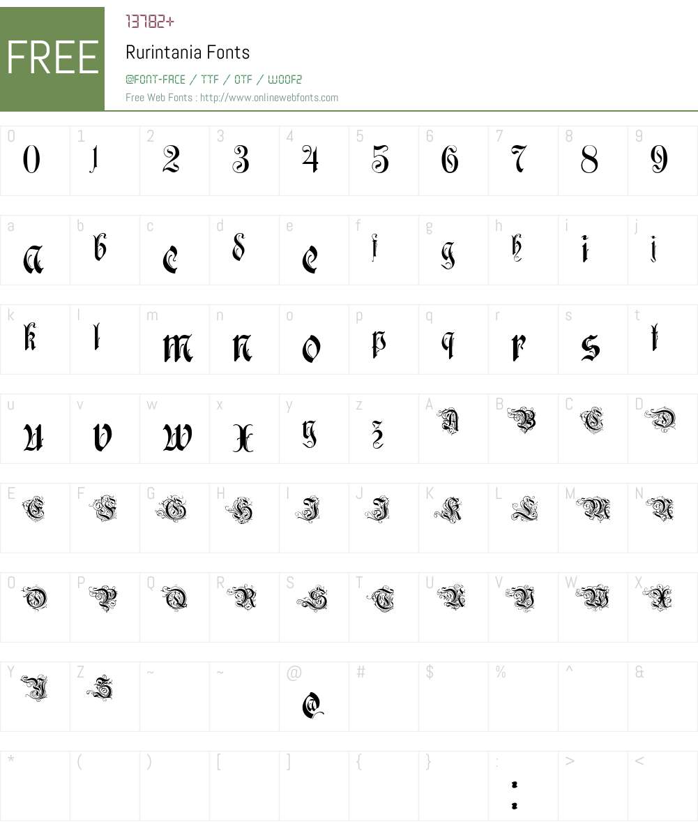 Rurintania Font Screenshots