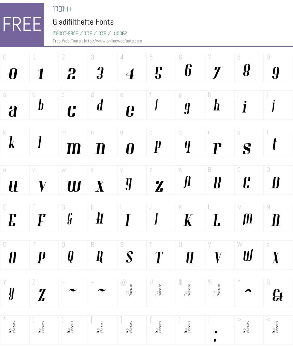 Gladifilthefte Font Screenshots