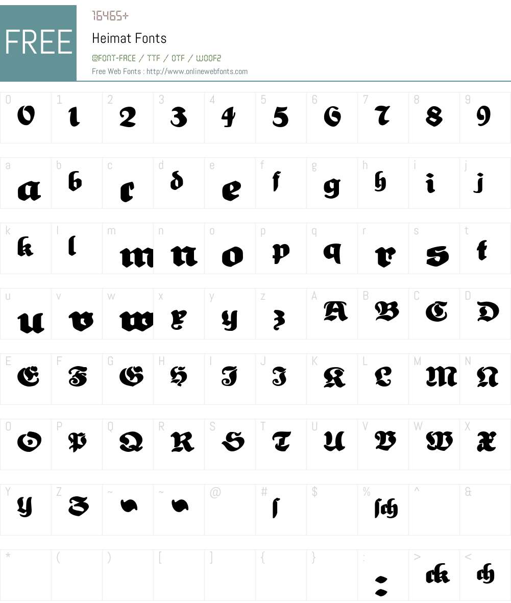 Heimat Font Screenshots