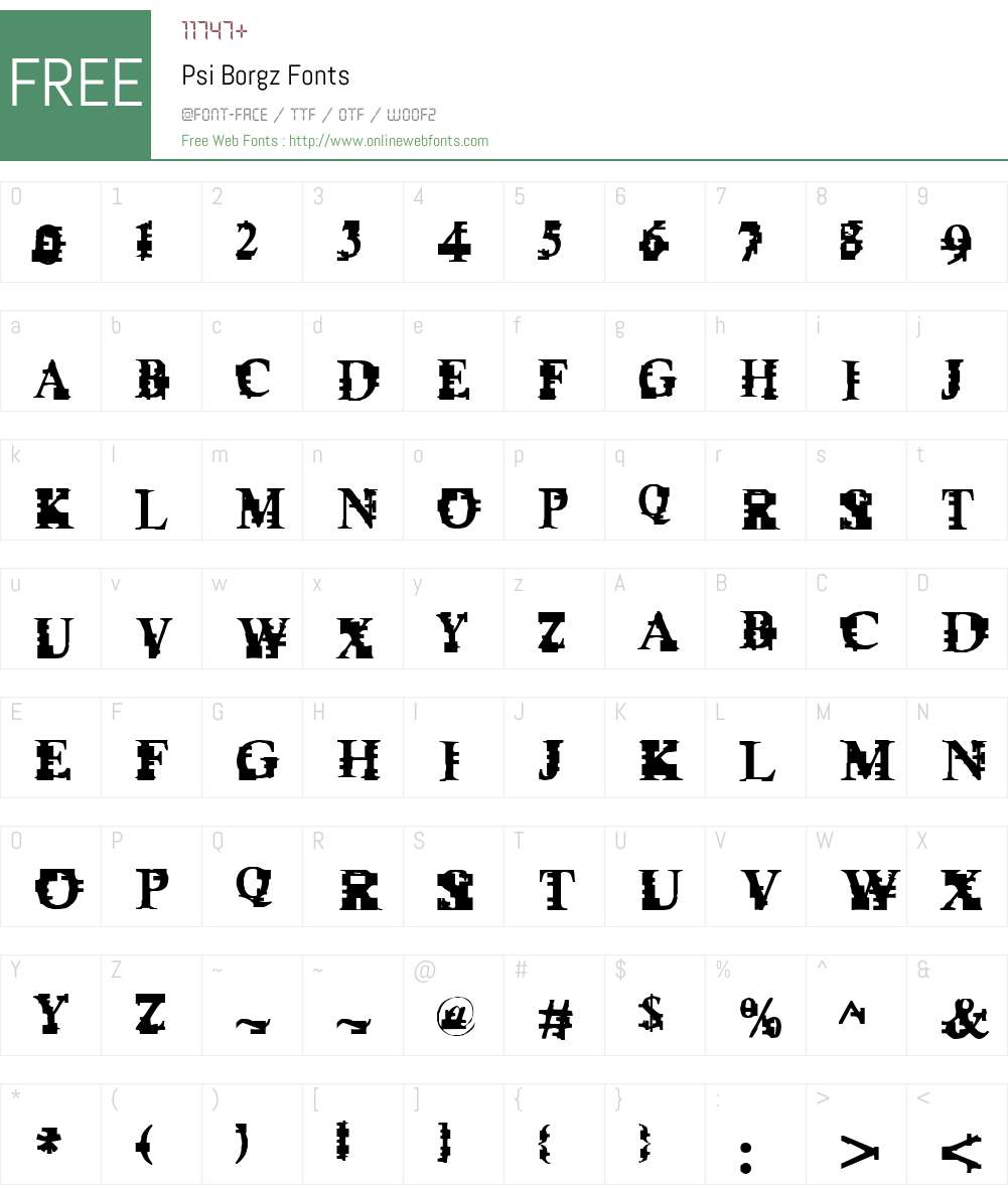 Psi Borgz Font Screenshots