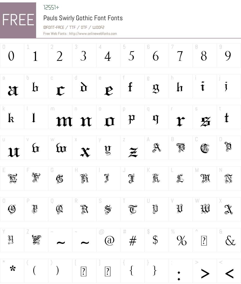 Pauls Swirly Gothic Font Font Screenshots