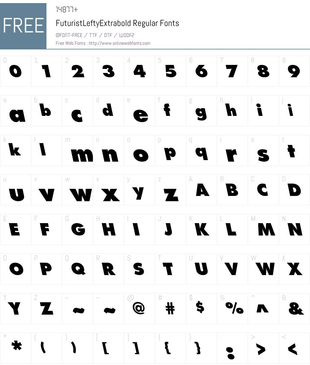 FuturistLeftyExtrabold Font Screenshots