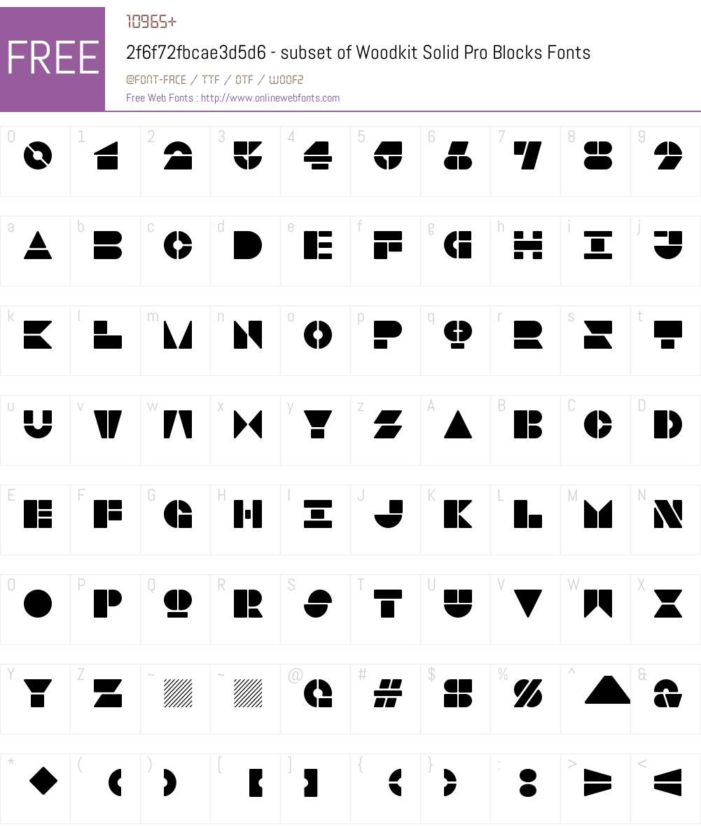 2f6f72fbcae3d5d6 - subset of Woodkit Solid Pro Blocks Font Screenshots