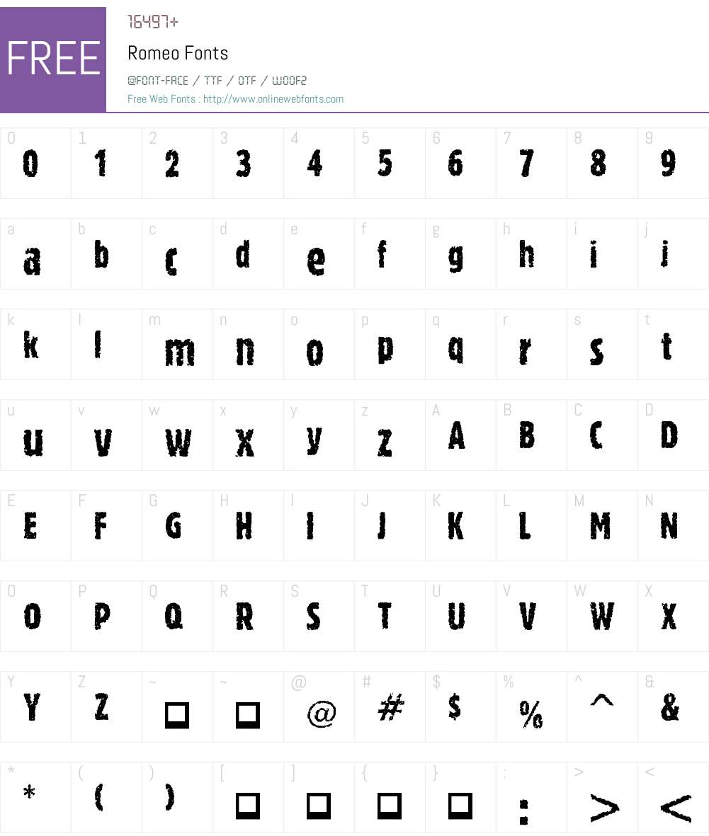 Romeo Font Screenshots