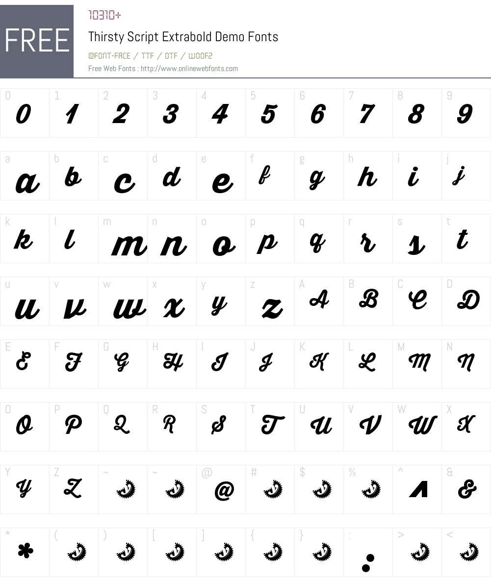 Thirsty Script Extrabold Demo Font Screenshots