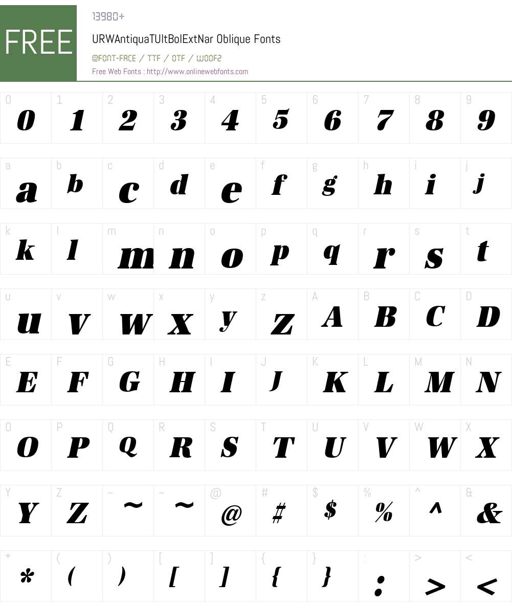 URWAntiquaTUltBolExtNar Font Screenshots