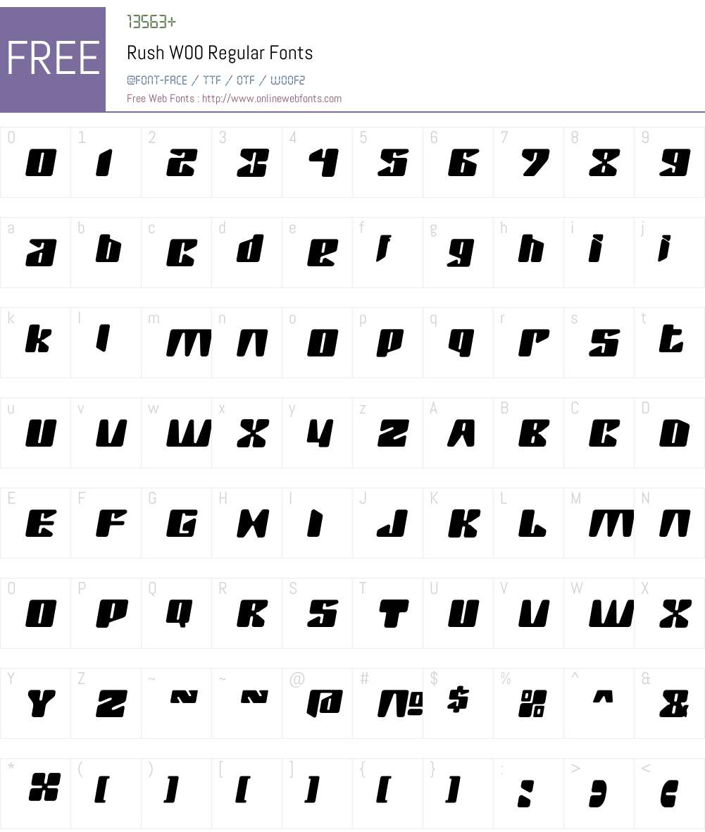 RushW00-Regular Font Screenshots