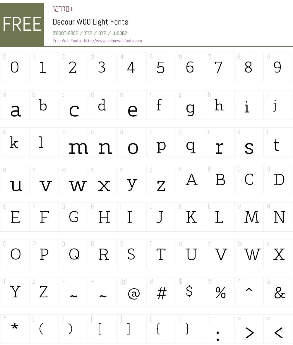 DecourW00-Light Font Screenshots