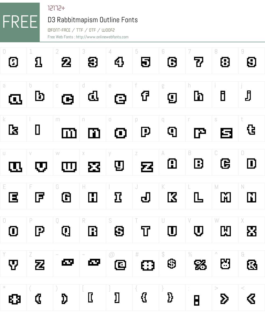D3 Rabbitmapism Outline Font Screenshots
