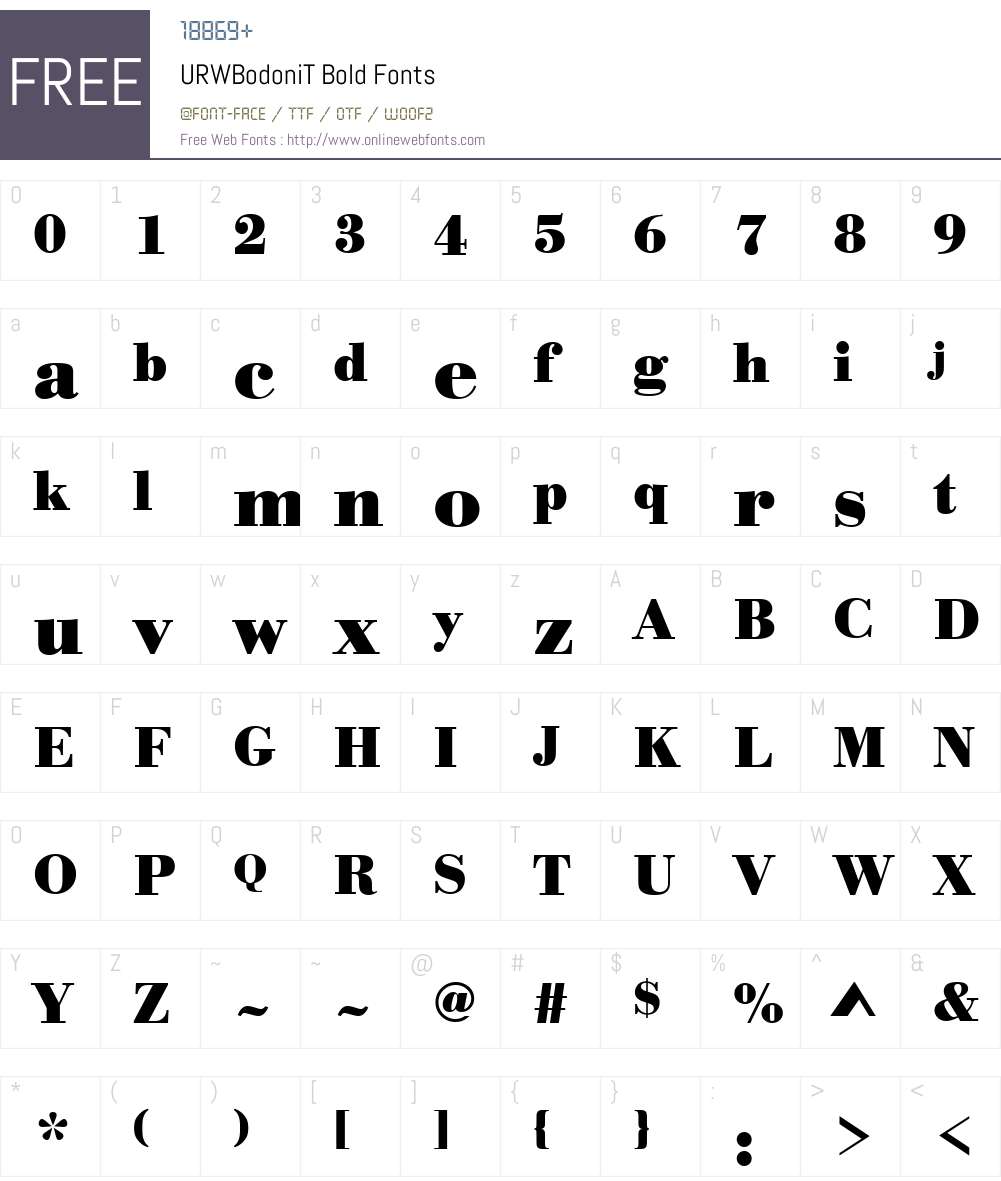 URWBodoniT Font Screenshots