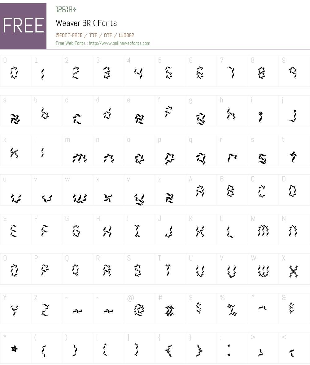 Weaver BRK Font Screenshots