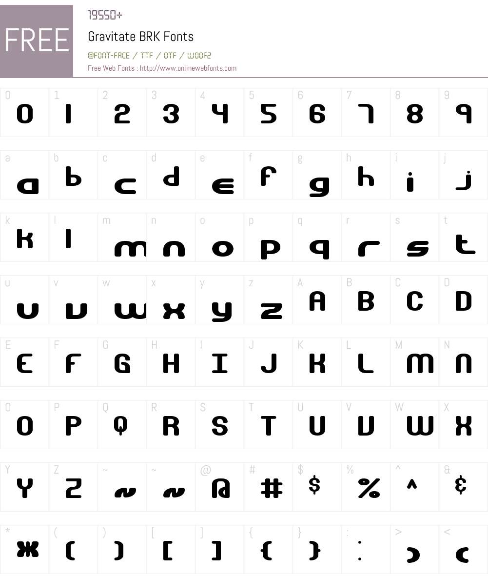 Gravitate BRK Font Screenshots