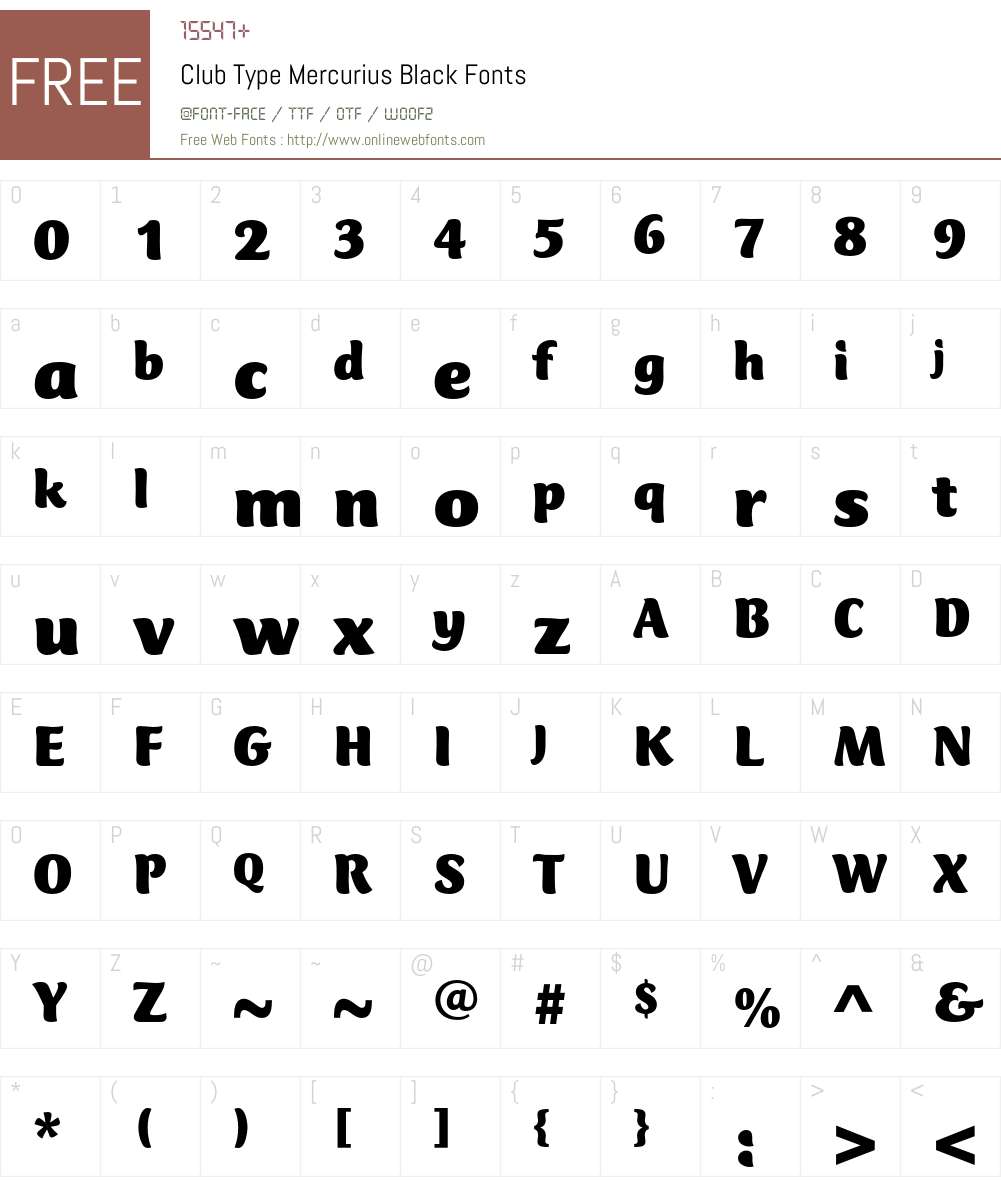 Club Type Mercurius Font Screenshots