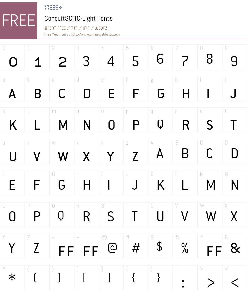 ConduitSCITC Font Screenshots