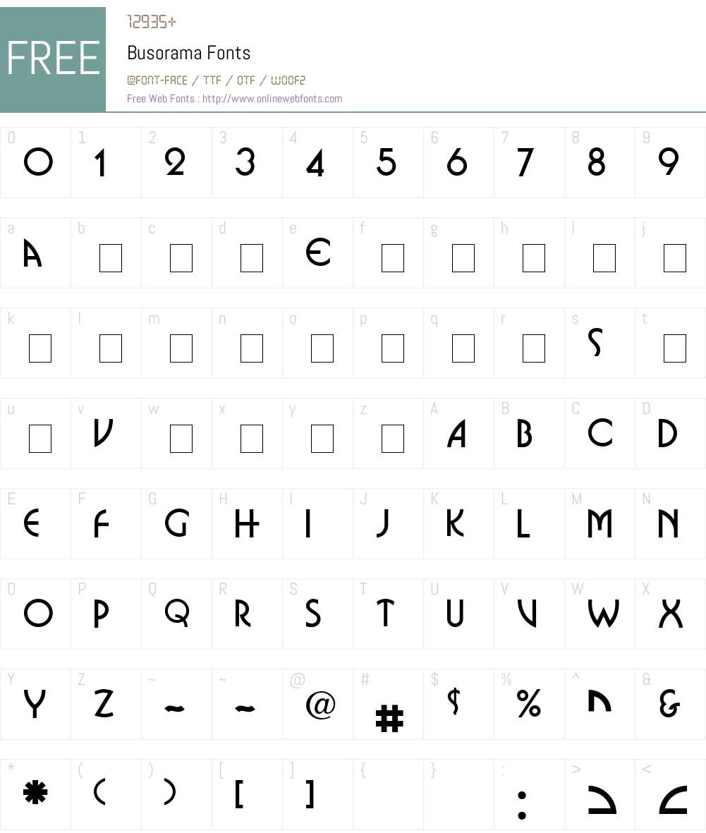 Busorama Font Screenshots