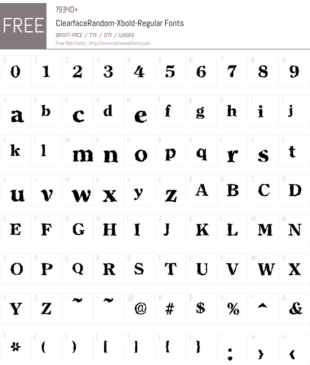 ClearfaceRandom-Xbold Font Screenshots