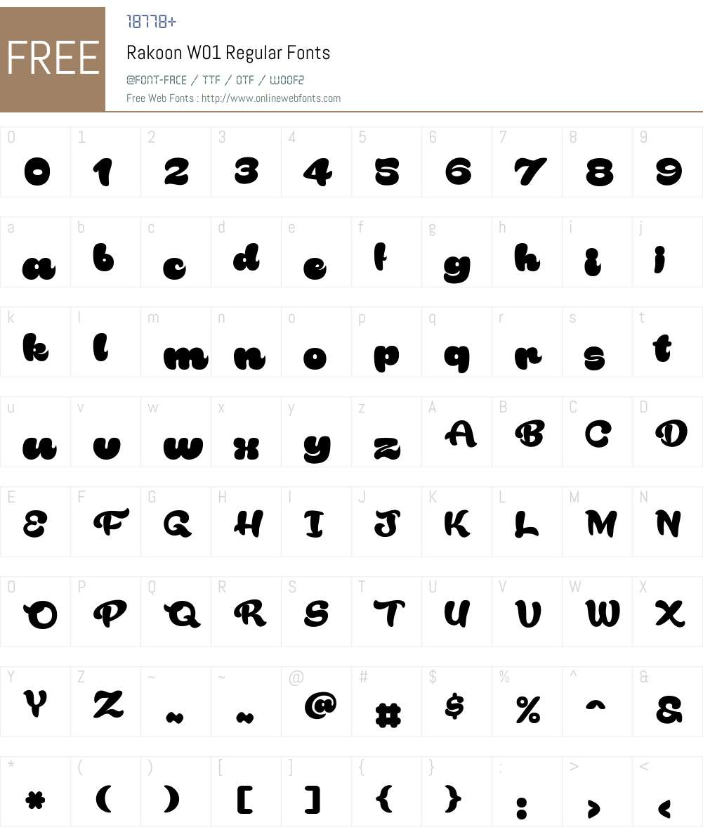 RakoonW01-Regular Font Screenshots