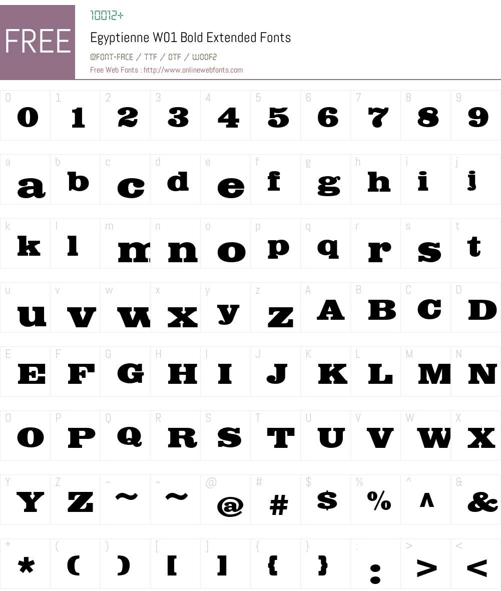 EgyptienneW01-BoldExtended Font Screenshots