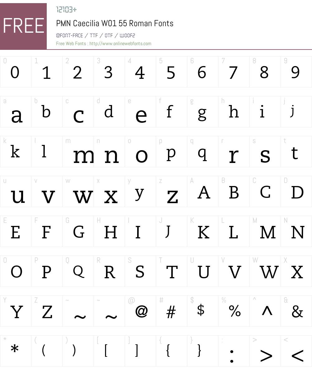 PMNCaeciliaW01-55Roman Font Screenshots