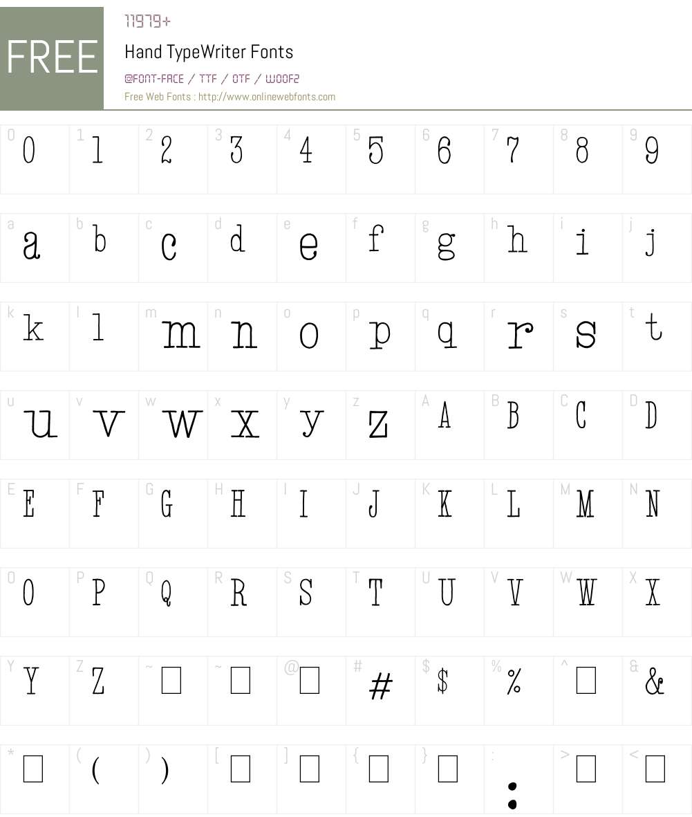 Hand TypeWriter Font Screenshots