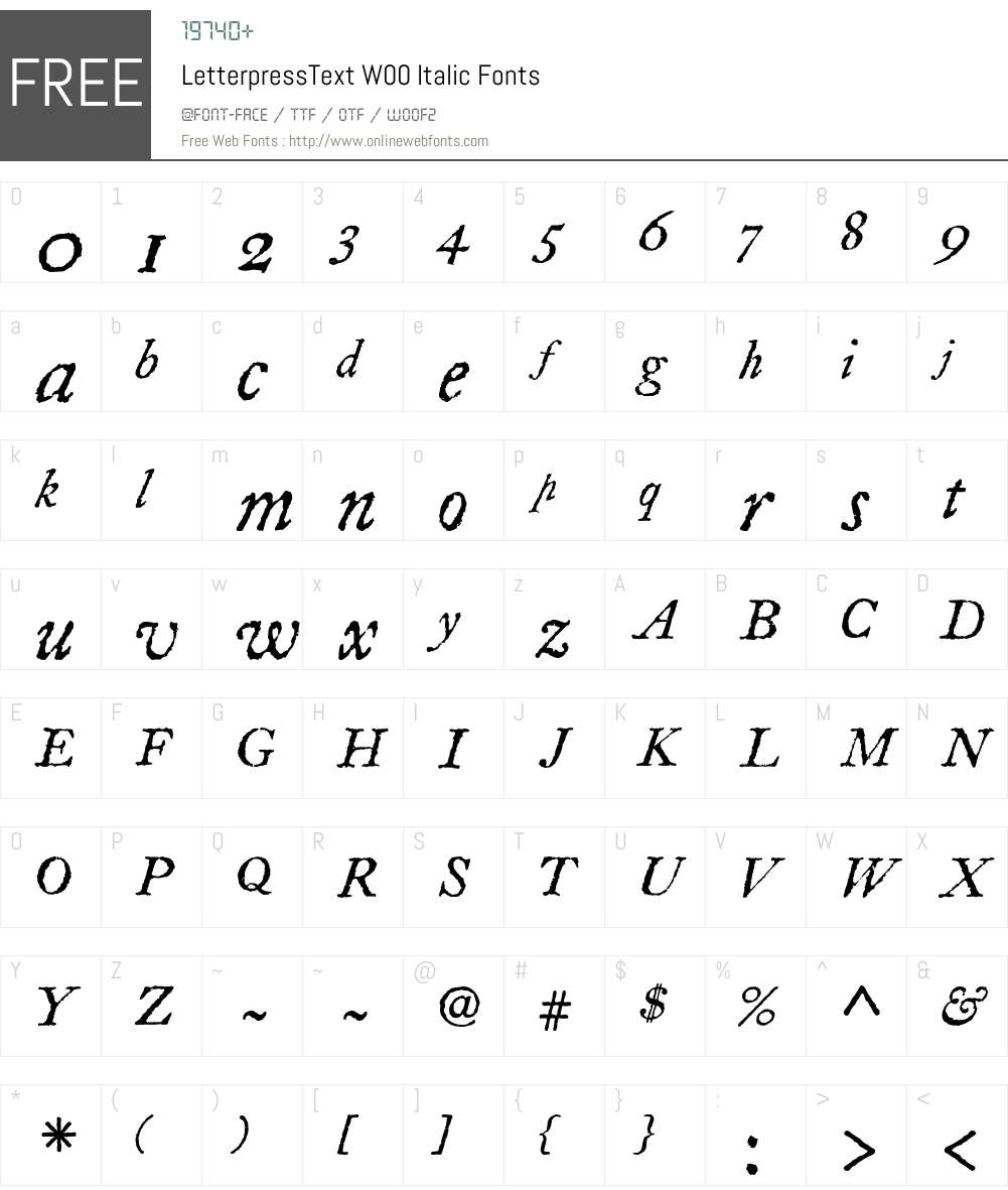 LetterpressText Font Screenshots