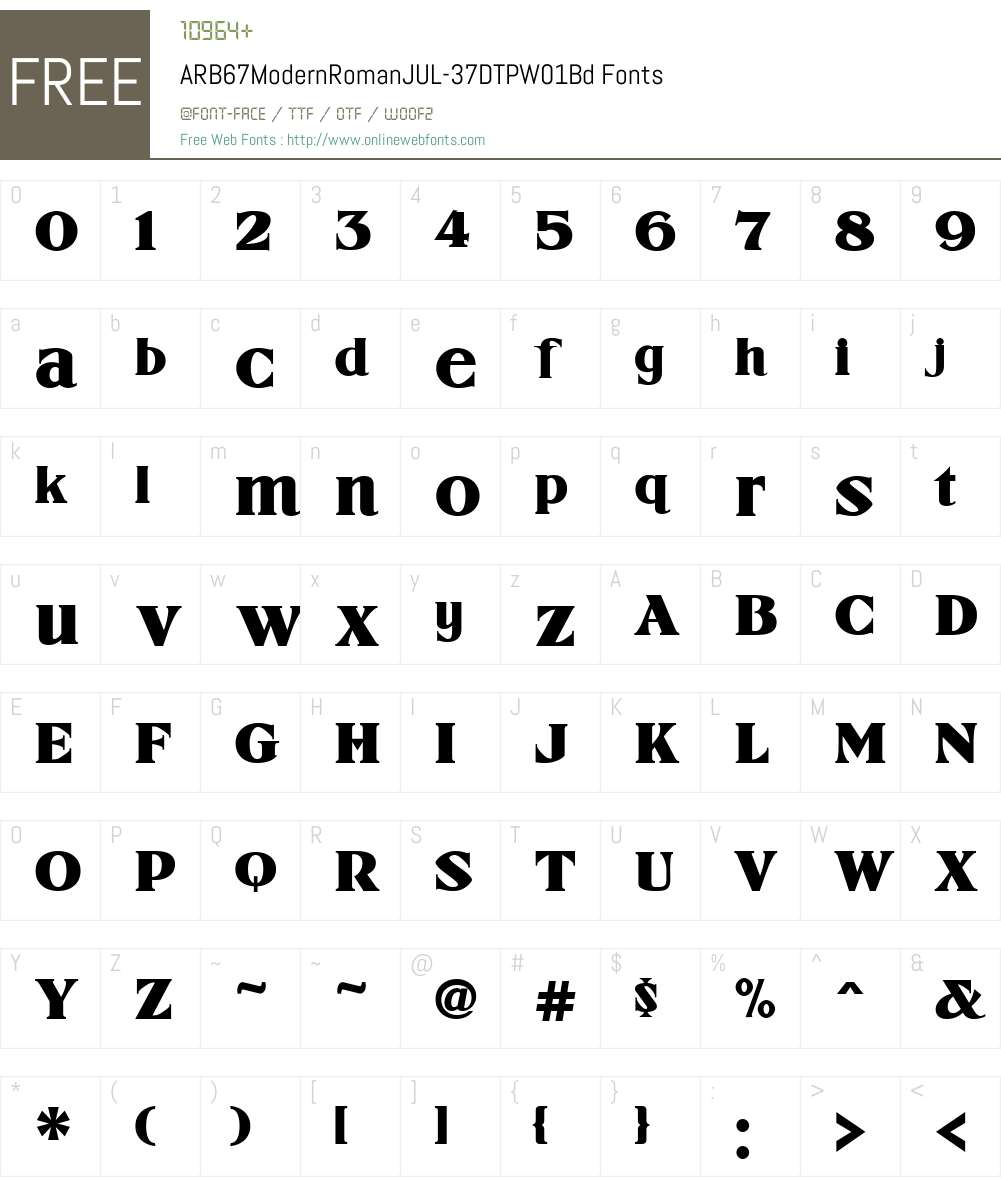 ARB67ModernRomanJUL-37DTPW01-Bd Font Screenshots