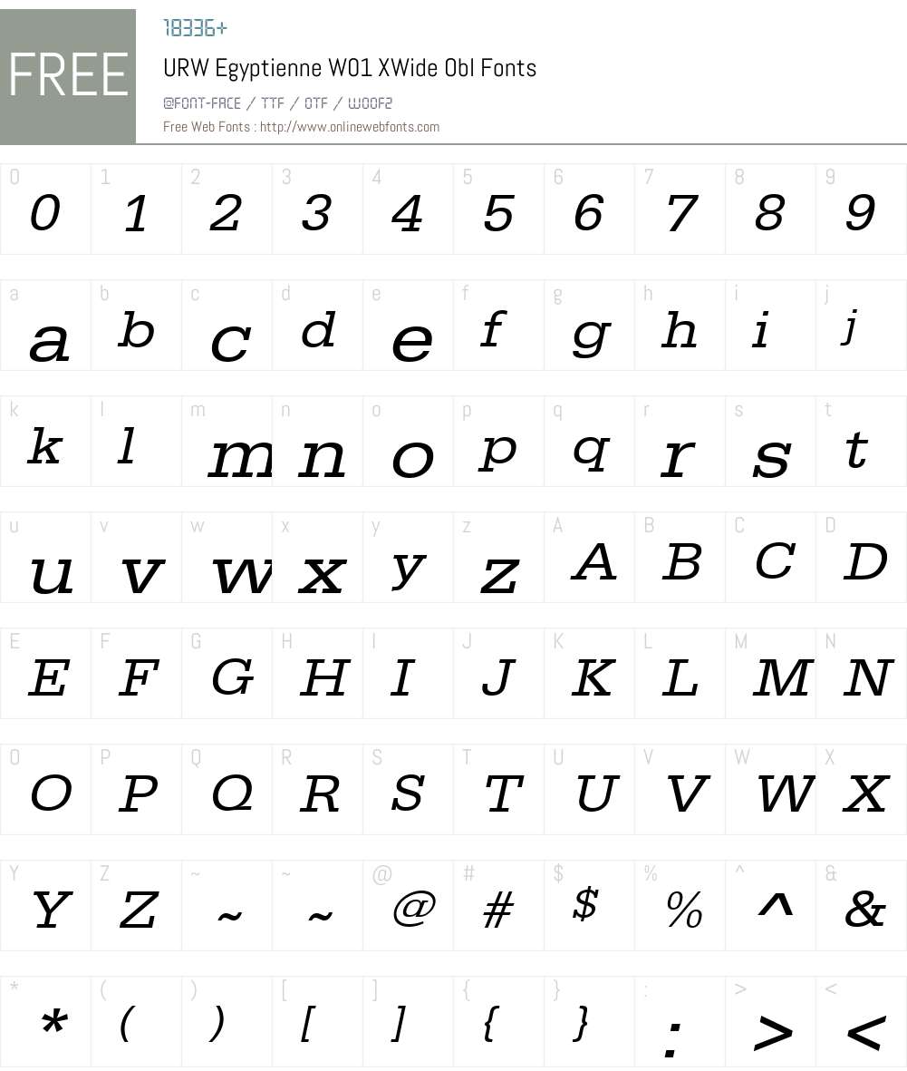 URWEgyptienneW01-XWideObl Font Screenshots