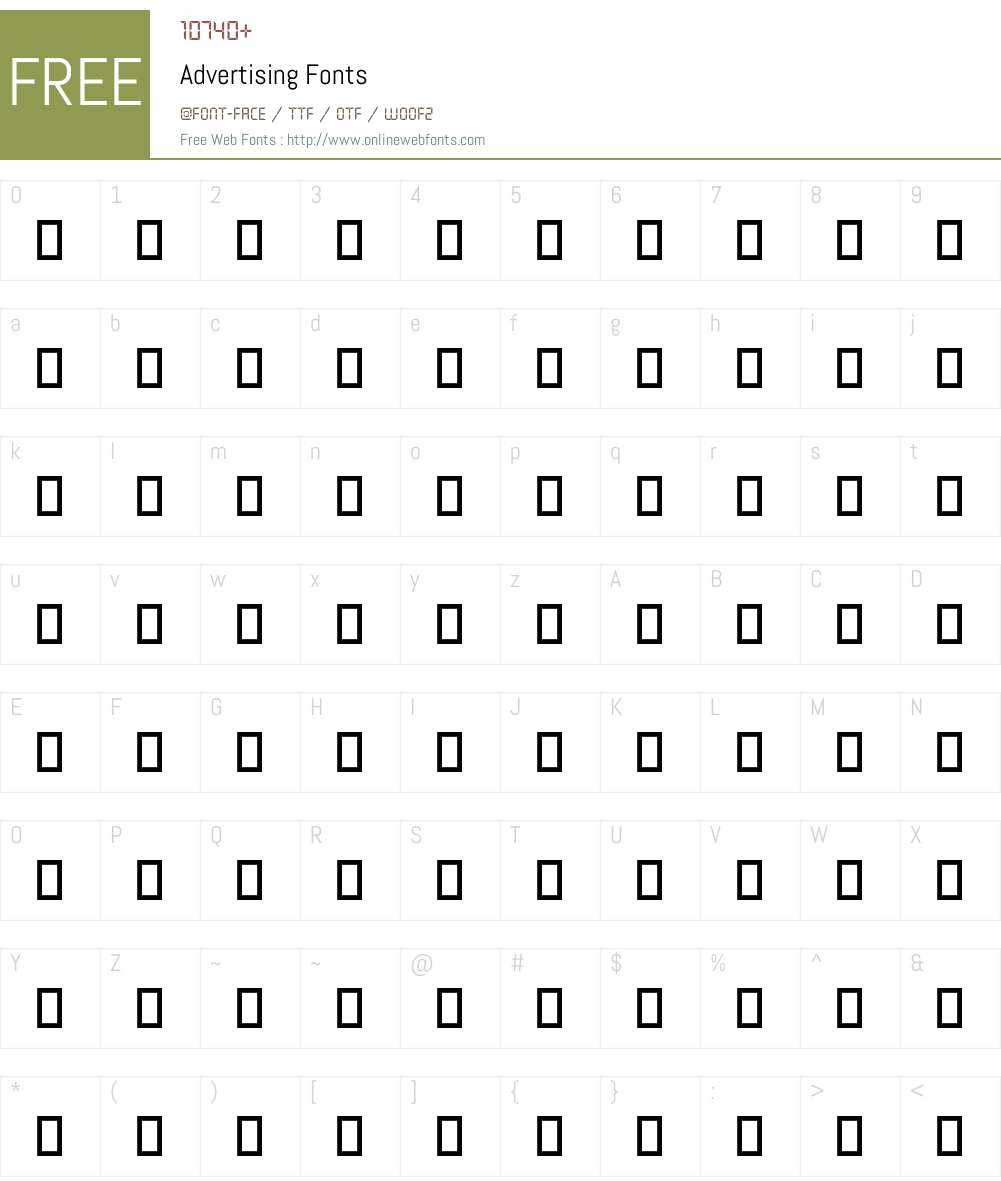 Advertising Font Screenshots