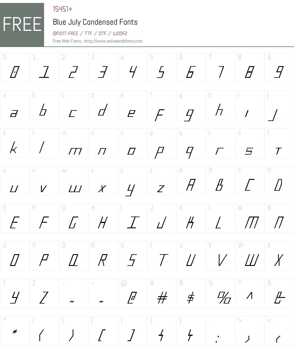 Blue July Condensed Font Screenshots
