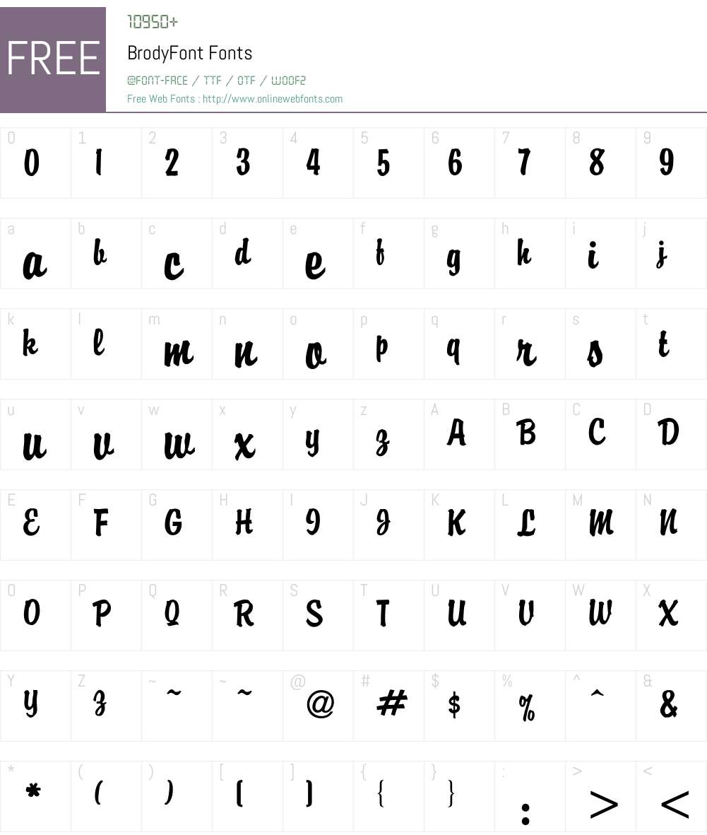 Brody Font Screenshots