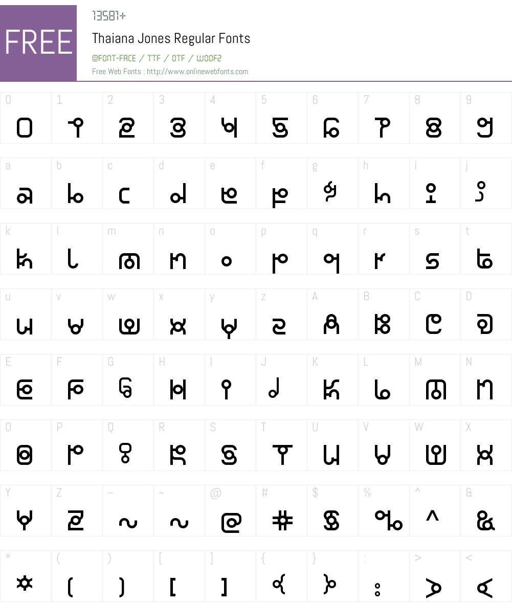 Thaiana Jones Font Screenshots