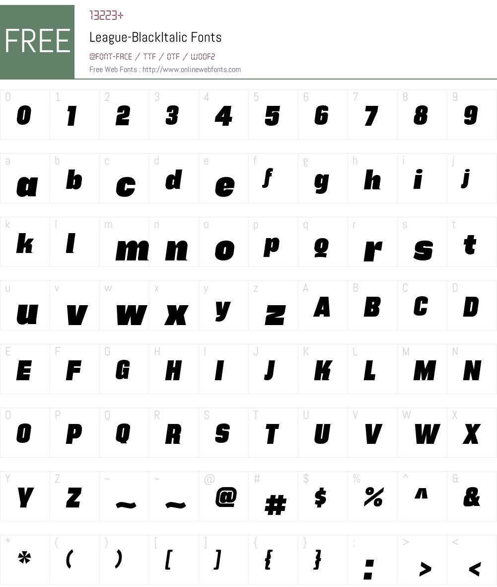 League-BlackItalic Font Screenshots