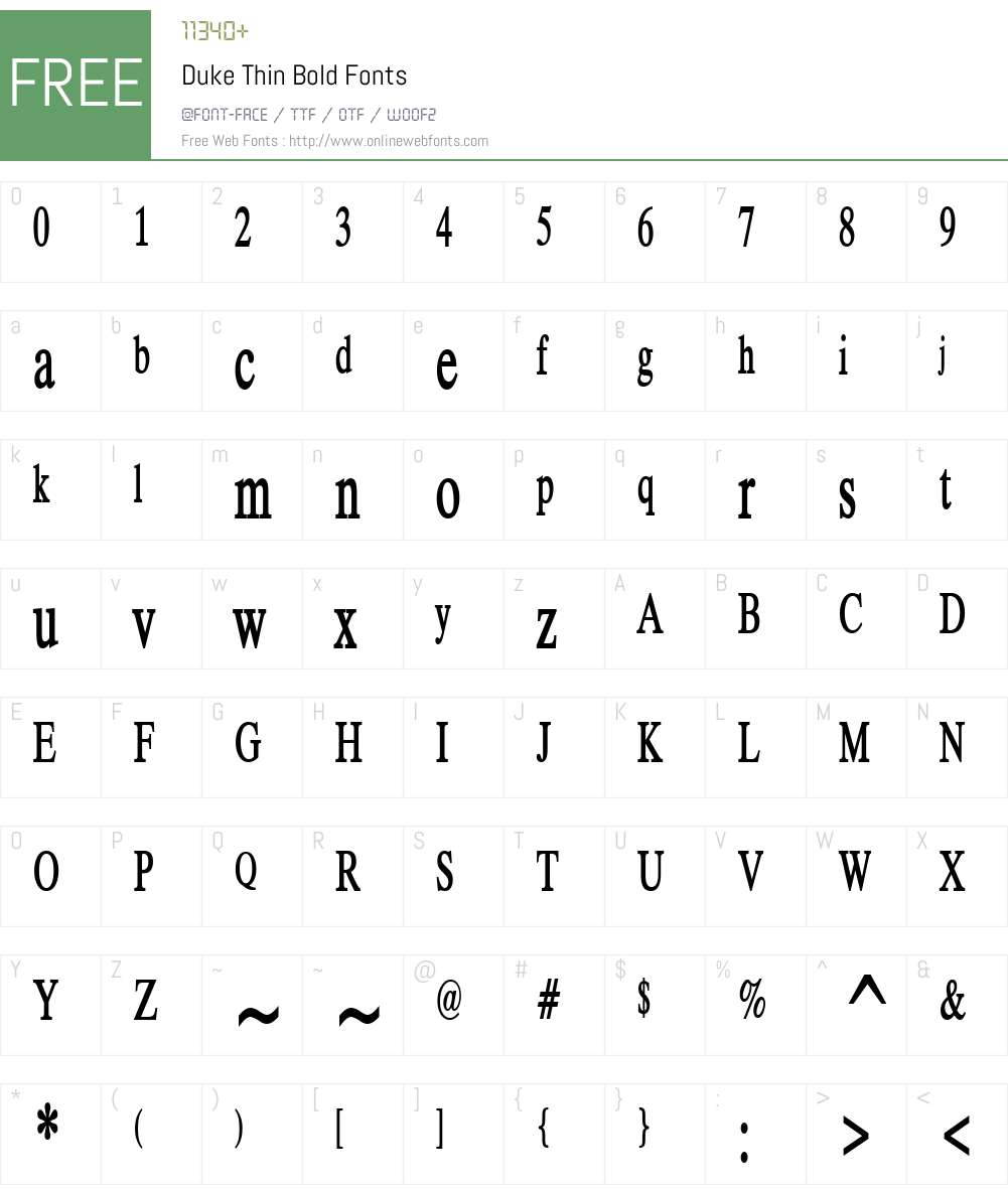 Duke Thin Font Screenshots