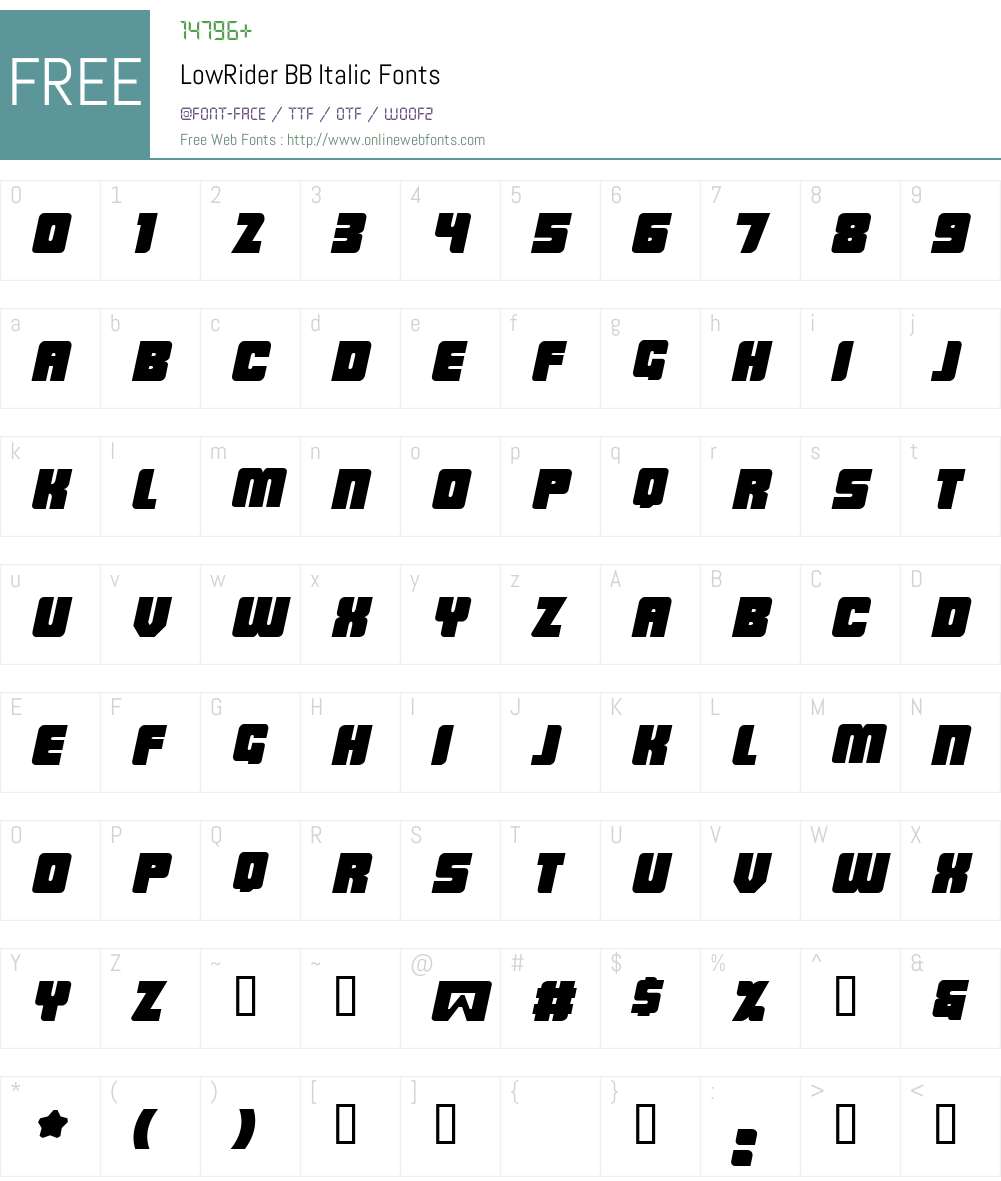 LowRider BB Font Screenshots