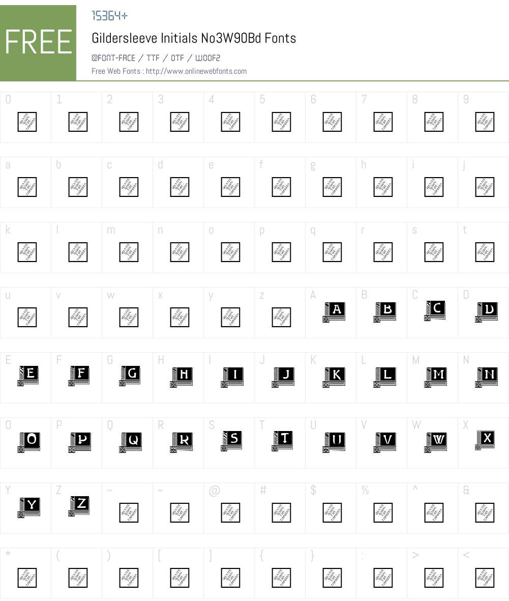 GildersleeveInitialsNo3W90-Bd Font Screenshots
