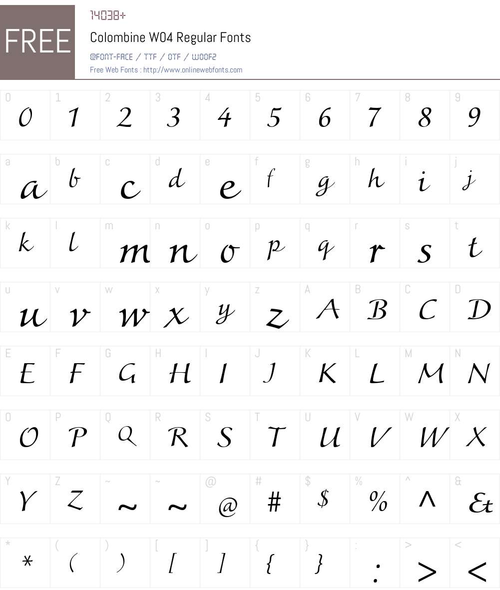 Colombine Font Screenshots
