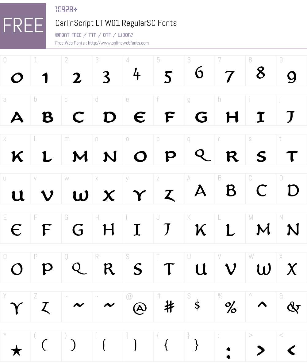 CarlinScriptLTW01-RegularSC Font Screenshots