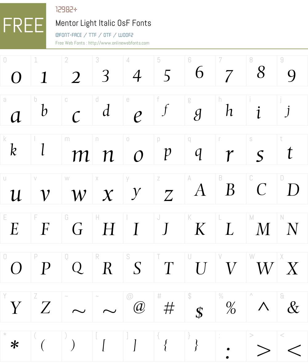 Mentor Font Screenshots