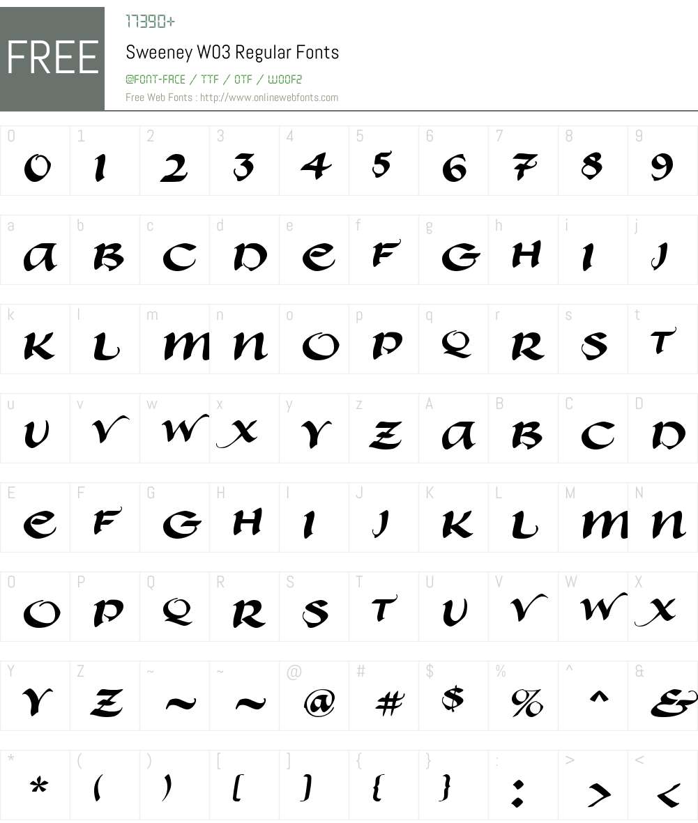 SweeneyW03-Regular Font Screenshots